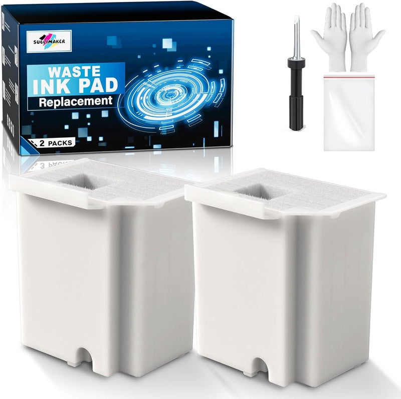 SUBLIMAKER Waste Ink Pad Replacement with Reset Software for Ecotank ET-2800 ET-4800 ET-2720 ET-2803 ET-2400 ET-4700 2800 4800 2720 2803 ET2800 ET4800 Printer, Maintenance Box with Reset Software (2 Packs) - Image 1